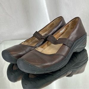 Keen Mary Jane Brown Leather Walking Clogs EU39.5 US9